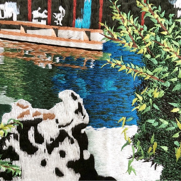 Vintage Asian Silk Embroidery Landscape Painting - Picture 13 of 16